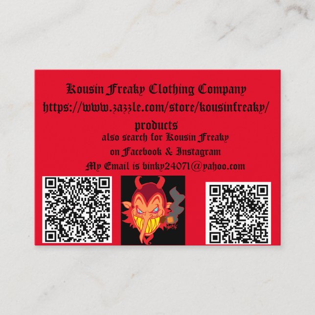 Kousin Freaky buisness cards (Front)