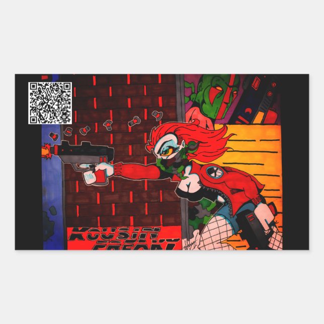Kousin Freaky Rectangular Sticker (Front)