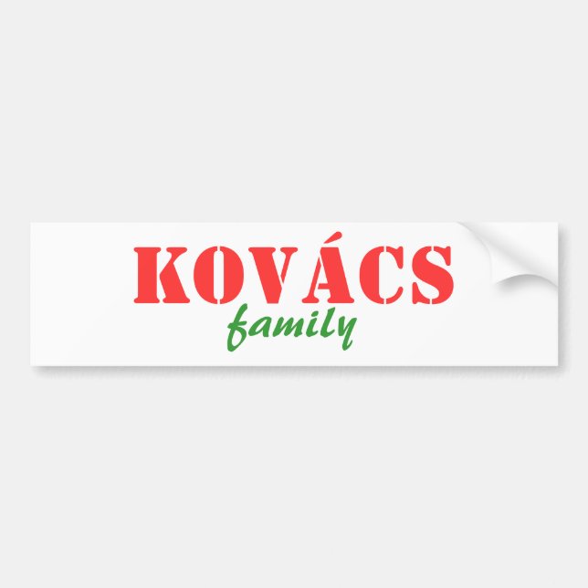 Kovacs Family Bumper Sticker (Front)