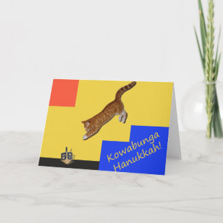 Kowabunga Cat Hanukkah Card
