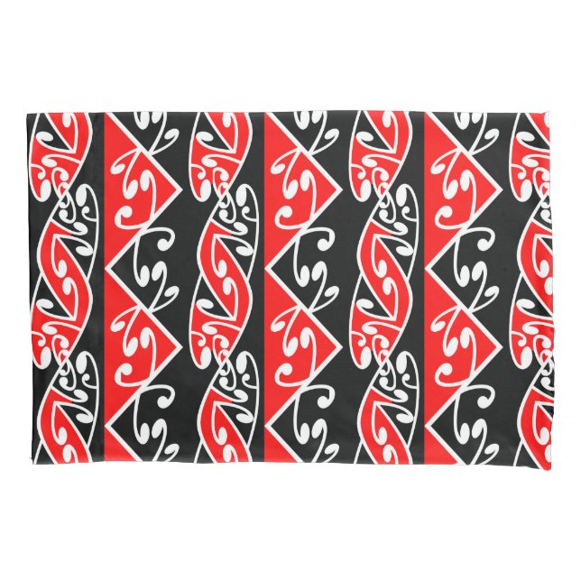 Kowhaiwhai Traditional Maori Koru Pattern Pillowcase (Front)