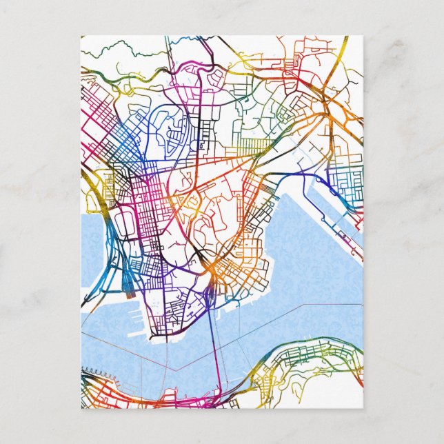 Kowloon Hong Kong City Map Postcard (Front)