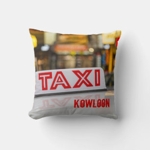 Kowloon Taxi in Urban Hong Kong Cushion