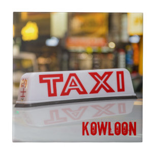 Kowloon Taxi in Urban Hong Kong Tile