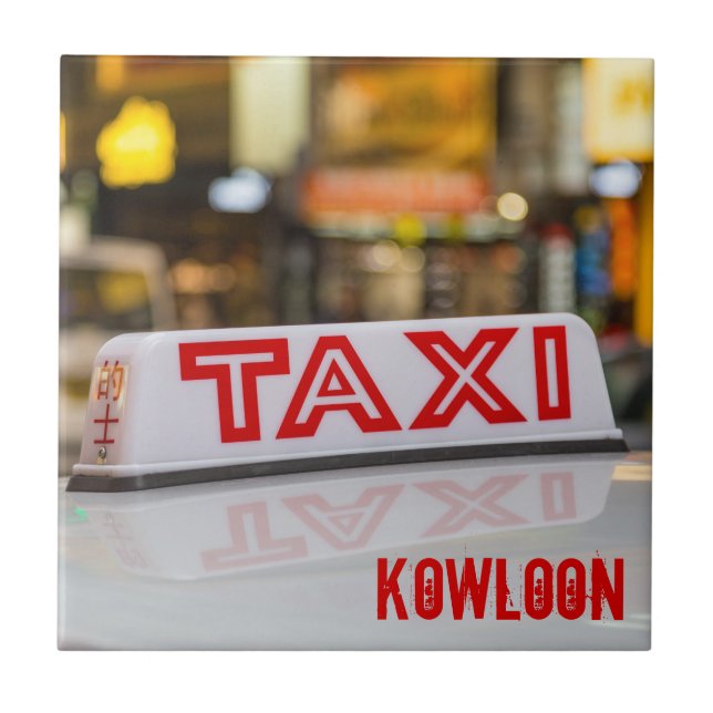 Kowloon Taxi in Urban Hong Kong Tile (Front)