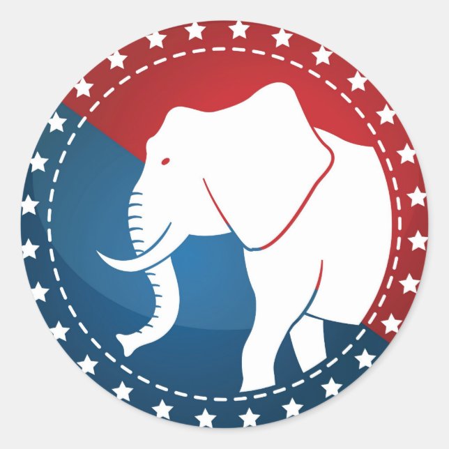 Kozzi-illustrated-image-of-a-elephant-badge-5000x5 Classic Round Sticker (Front)