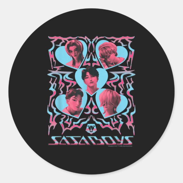 Kp Demon Hunters Halloween Saja Boys Heart Shapes  Classic Round Sticker (Front)
