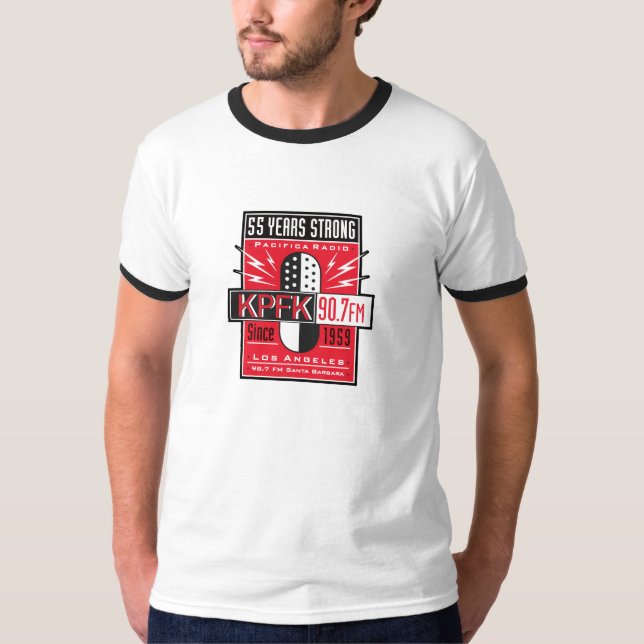 KPFK 55th Anniversary Ringer Shirt (Front)