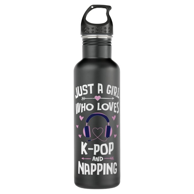 KPop And Napping Cute Gift Girls Women Swea 710 Ml Water Bottle (Front)