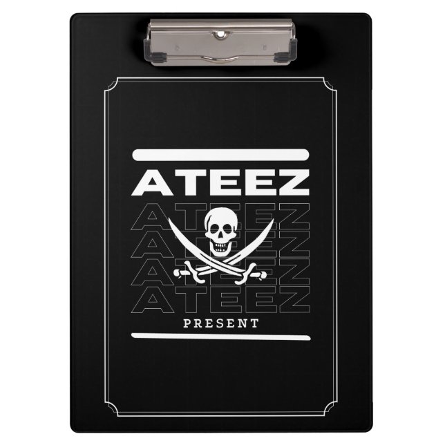 Kpop Ateez Present black office school supplies Clipboard (Front)