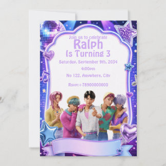 Kpop Birthday Invitation | Neon Pop Star Party