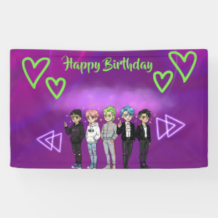 KPOP boy band birthday party Banner