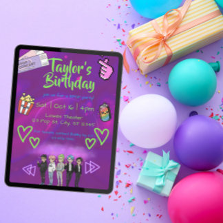 KPOP boy band birthday party Invitation