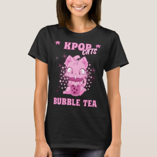 Kpop Cats And Bubble Tea Korean Heart Love K Pop P T-Shirt