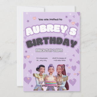 kpop demonhunters birthday invitation 