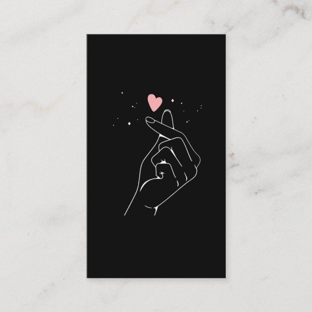 Kpop Drama Korean Finger Heart Saranghae Business Card (Front)