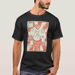Kpop Finger Heart Korean Pop Music Retro Vintage T-Shirt