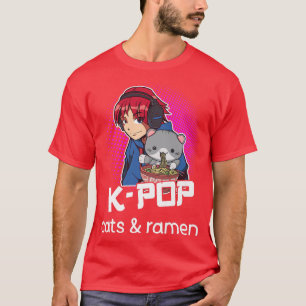 KPop Ramen Eating Cat Lover Korean Pop Music T-Shirt