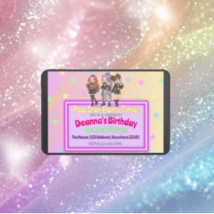 KPOP Star Party Time Birthday Invitation