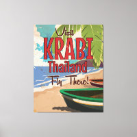 Krabi Beach Thailand vintage travel poster
