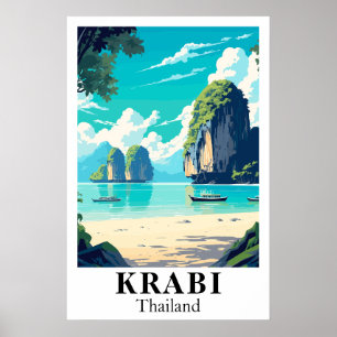 Krabi Thailand Vintage Travel Art Print