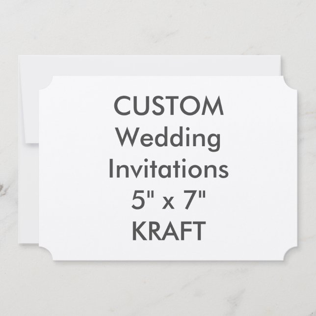 KRAFT 7" x 5" Ticket Wedding Invitations (Front)