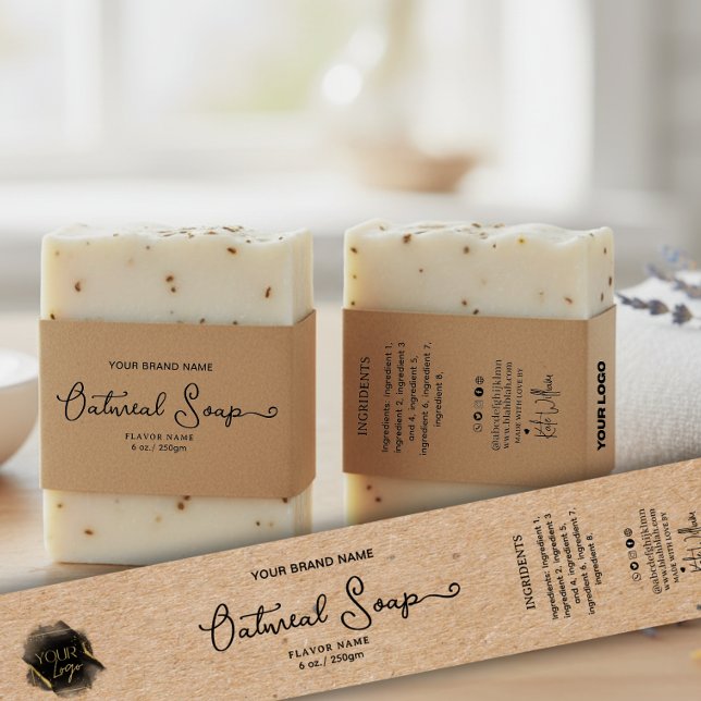 Kraft Add your logo Homemade Soap belly band label Invitation Belly Band (Creator Uploaded)