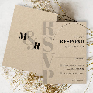Kraft Ampersand Modern Arch Wedding RSVP Card