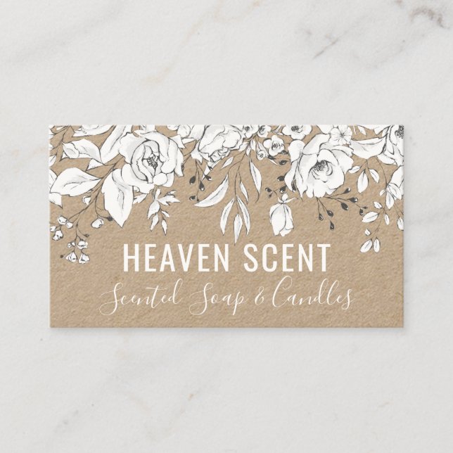 Kraft And White Scented Soap And Candle Business Card (Front)