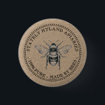 KRAFT APIARY Honey 100% PURE MADE BY BEES  Kraft 3 Cm Round Badge<br><div class="desc">Simulated Kraft Logo with vintage honeybee. Square or Round button. Great for promoting your apiary name and honey products !</div>
