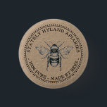 KRAFT APIARY Honey 100% PURE MADE BY BEES  Kraft 3 Cm Round Badge<br><div class="desc">Simulated Kraft Logo with vintage honeybee. Square or Round button. Great for promoting your apiary name and honey products !</div>