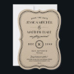 Kraft Art Deco Save the Date<br><div class="desc">Chic simple vintage inspired wedding save the date with an elegant border and mix of script and modern fonts.  Click the CUSTOMIZE IT button to customise fonts,  move text around and create your own unique one-of-a-kind invitation design.</div>