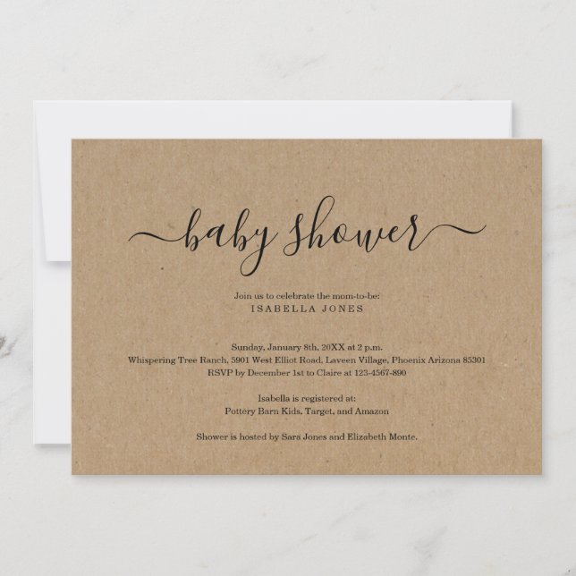 Kraft Baby Shower Invitation (Front)