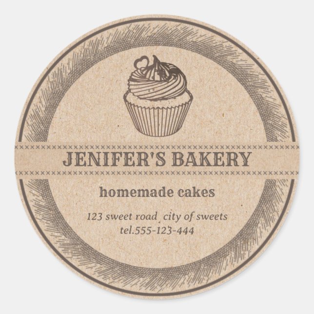 Kraft bakery Homemade cupcakes and sweets Classic Round Sticker (Front)