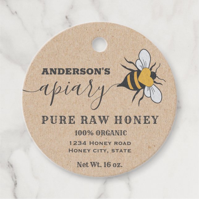 Kraft Bee logo script apiary honey jar label (Front)