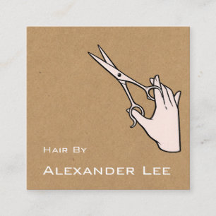 Kraft Black Scissors Hair Stylist Square Business Card