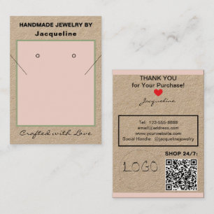 Kraft Blush Necklace Earrings Logo Website QR Code Business Card