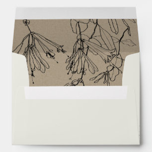 KRAFT BLUSH OFF WHITE LINE DRAWING FLORAL ADDRESS ENVELOPE