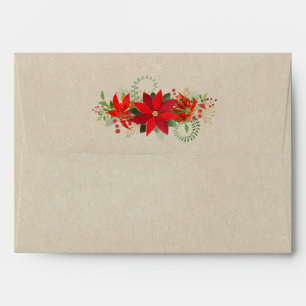 Kraft Brown Rustic Country Merry Christmas Flower Envelopes