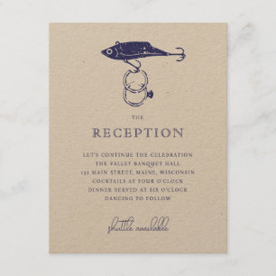 Kraft Brown Rustic Fishing Lure Rings Navy Blue Enclosure Card