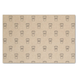 Kraft Brown Simple Cute Coffee Cup Pattern Tissue Paper