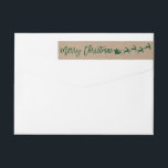 Kraft Brush Script Christmas Green Return Address Wrap Around Label<br><div class="desc">Kraft Modern Brush Script Santa Merry Christmas Green Envelope Wraparound Label</div>