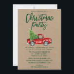 Kraft Brush Script Vintage Truck Christmas Party G Invitation<br><div class="desc">Kraft Brush Script Watercolor Vintage Red Truck with Christmas Tree - Christmas Party Invitation - Green Text</div>