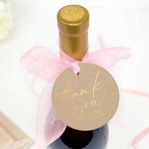 Kraft Calligraphy Wedding Gold Foil Favour Tags