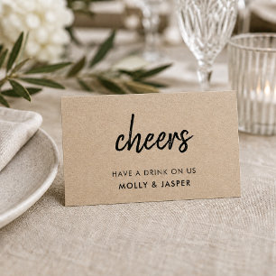Kraft Cheers Rustic Wedding Drink Voucher Card