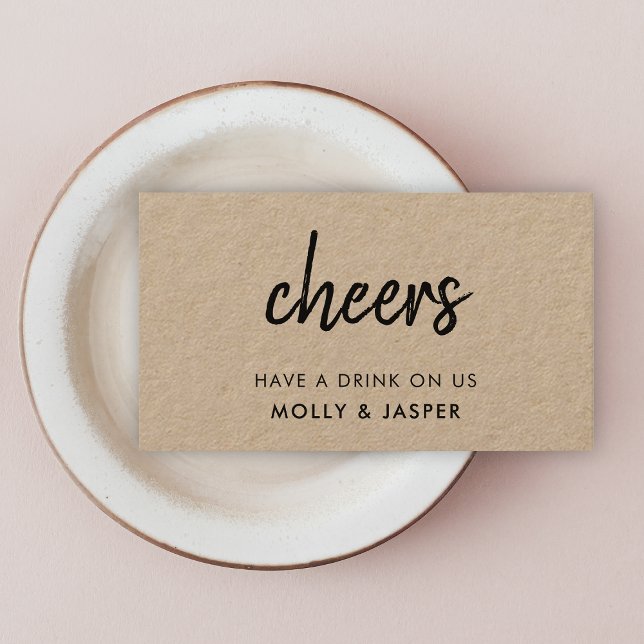 Kraft Cheers | Rustic Wedding Drink Voucher Card (Creator Uploaded)