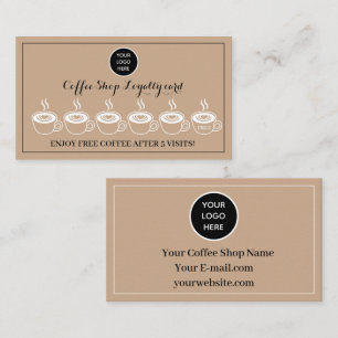 Kraft Coffee Shop Logo Business Reward Punch Loyalty Card