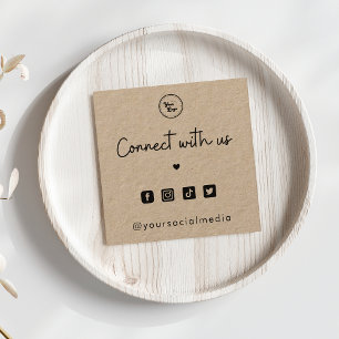 Kraft Connect with Us Heart 4 Social Media QR Code Square Business Card