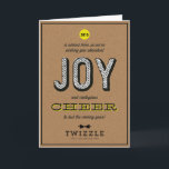 Kraft Contagious Cheer Joy Corporate Holiday Card<br><div class="desc">A cheerful and hip combination of kraft paper with a screen-printed look. This non-denominational holiday card is perfectly suited for a business or corporate office's holiday mailing. Customise the front with a logo and the inside with a message of cheer.</div>