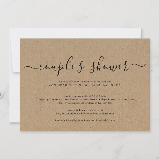 Kraft Couple's Shower Invitation (Front)